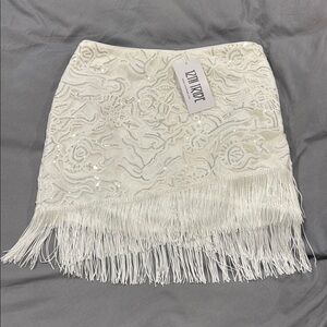 Elegant White Fringe Skirt